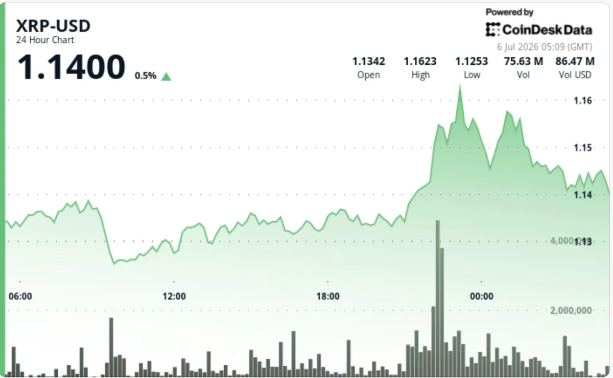 XRP %3 yükseldi, 1,14 dolar seviyesi destek testine dönüştü